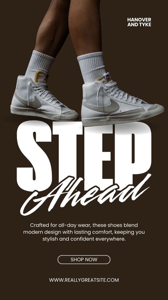 sneakers, athletic shoes, casual shoes, high top shoes, basketball shoes, brand awareness, product launch, lifestyle, modern typography, bold, trustworthy, brown, neutral